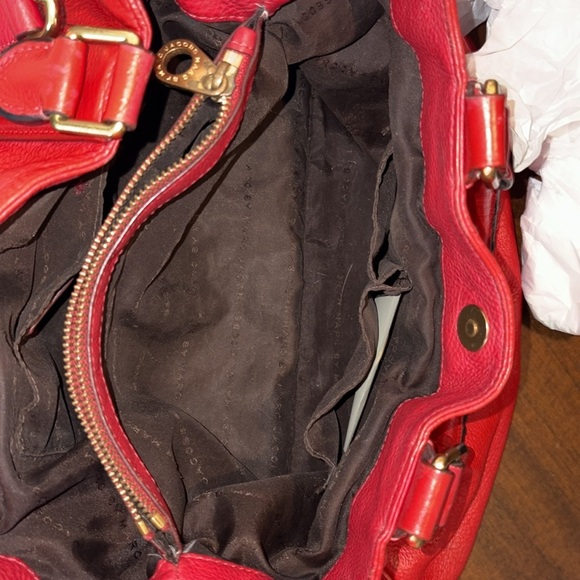 Marc Jacobs  satchel  shoulder /Crossbody bag  leather holiday red 3 compartment - Picture 17 of 17